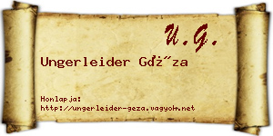 Ungerleider Géza névjegykártya